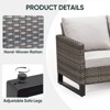 POCASSY 74.4" Outdoor Wicker Couch with Metal Armrest, 3-Seater Couch with Square Armrest Gray Wicker Patio Furniture Sofa for Porch Balcony - 4 of 4