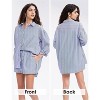 EXLURA Women's Summer 2 Piece Sets Long Sleeve Button Down Shirts Matching Short Sets Oversized Spring Vacation Outfits - 3 of 4