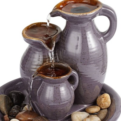 Triple Jug Chocolate Speckle Ceramic Tabletop Water Fountain