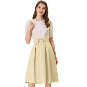 INSPIRE CHIC Women's High Waist Overall Corset Skater Suspender Dresses - 1 of 4
