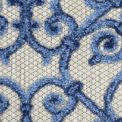 Aloha Grey/Blue Synthetic 3'6" x 5'6" Reversible Outdoor Rug