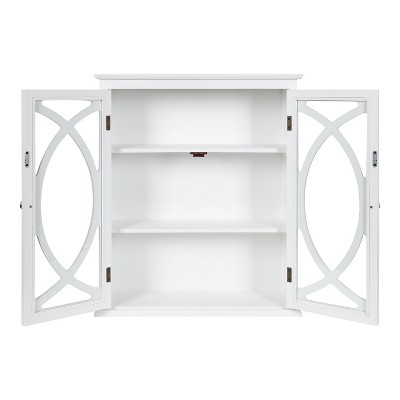 Quinlan 24" White Wood Wall Cabinet with Glass Doors