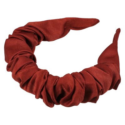 Unique Bargains Women's Solid Color Pleated Headband 1 Pc Red : Target