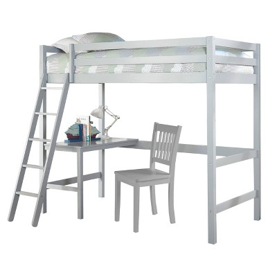 Kids' Twin Caspian Study Loft with Chair Gray - Hillsdale Furniture