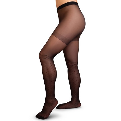 3 Pairs Women's Sheer Tights - Control Top Pantyhose(black) 