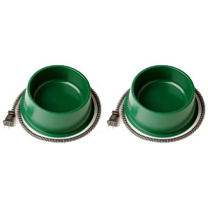 Farm Innovators QT-1 1 Quart Electric Heated Pet Water Bowl with Thermostatic Control and Anti Chew Cord Protector, 25 Watt, Green (2 Pack) - 1 of 4