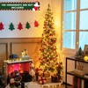 Costway 7ft Pre-lit PVC Artificial & Pine Needles Half Christmas Tree w/ 450 Branch Tips & 150 Lights - 2 of 4