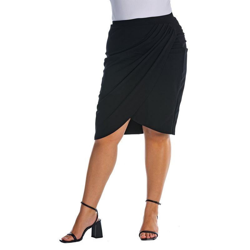 Womens Plus Size Elastic Waist Knee Length Tulip Pencil Skirt, 1 of 5