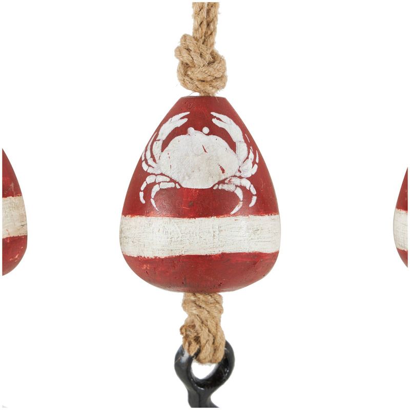 Set of 3 Wood Buoy Wall Decors with Jute Rope and Metal Hook Red - Olivia &#38; May, 4 of 10