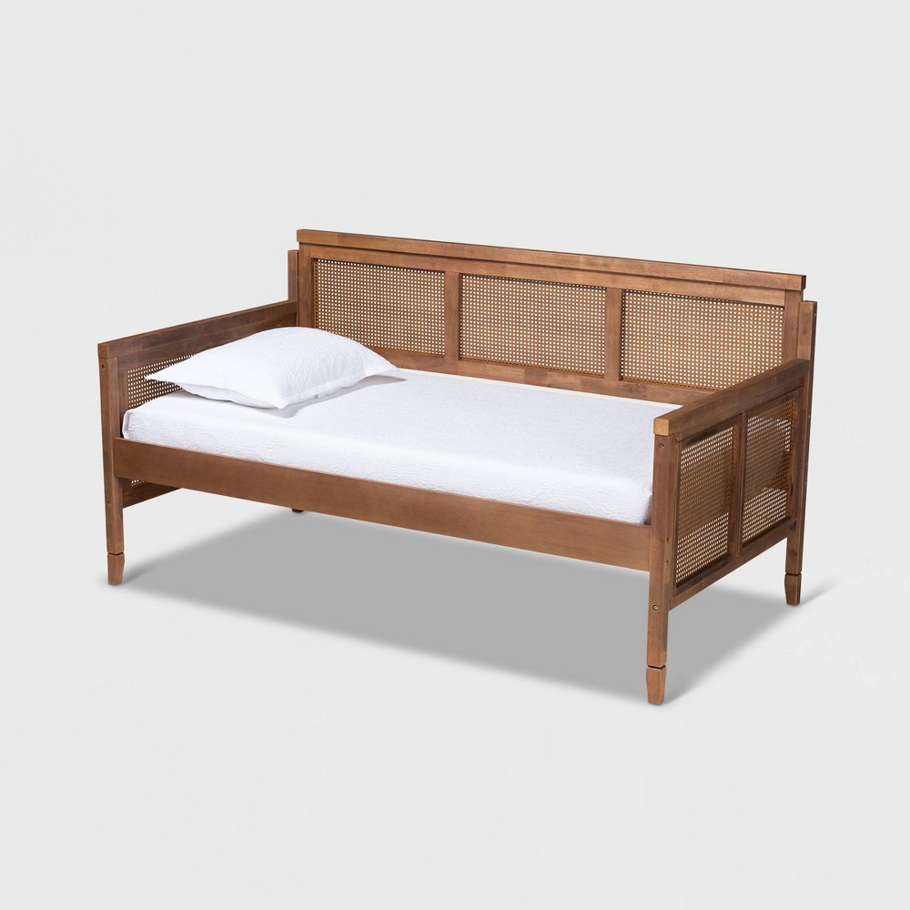 Photos - Bed Frame Twin Toveli Wood Daybed Ash Walnut - Baxton Studio