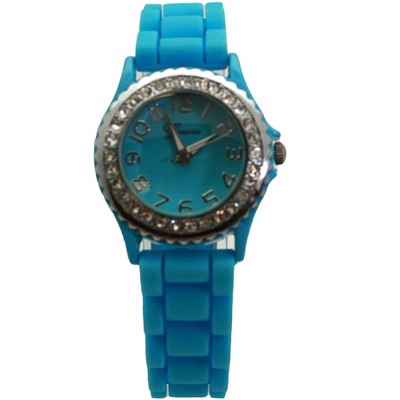 Olivia Pratt Every Day Thin Band Silicone and Rhinestones Colorful Women Watch