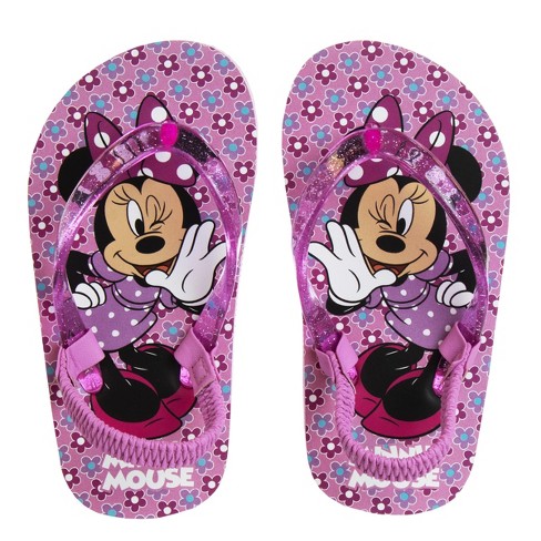 Disney Minnie Mouse Girls Toddler Flip Flops with back strap - Pink, Size:  7-8