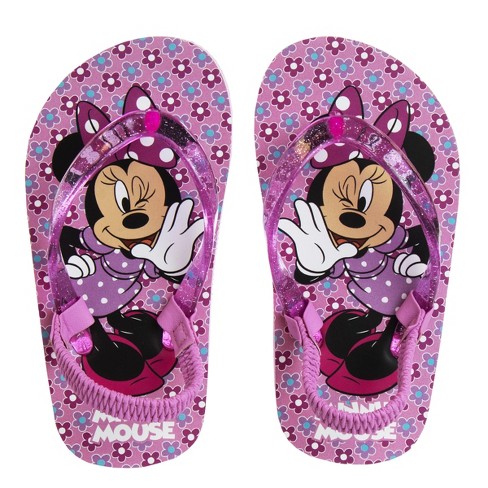 Disney Minnie Mouse Girls Toddler Flip Flops With Back Strap - Pink ...