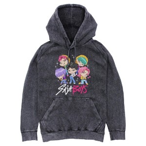 Mens KPop Demon Hunters Saja Boys Chibi Group Lightweight Hoodie - 1 of 2