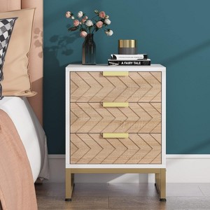 Hommoo 3 Drawers Nightstand with Metal Frame - 1 of 4