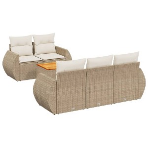 vidaXL Garden Sofa Set Beige Poly Rattan Modular UV-resistant materials - 1 of 4