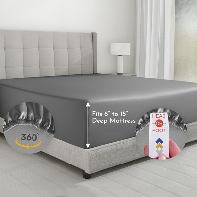 California King Gray Cotton Deep Pocket Fitted Sheet Set