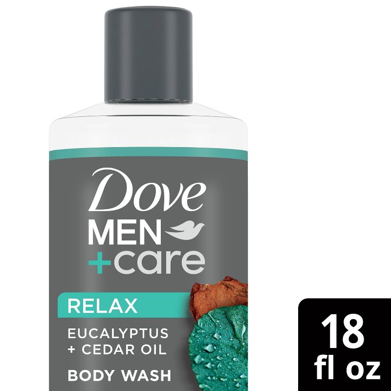 Dove Men+Care Relaxing Eucalyptus + Cedar Hydrating Body Wash Soap - 18 fl oz, 1 of 8