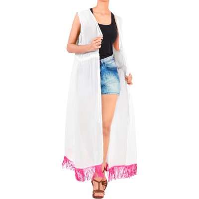 LA LEELA Women's Summer Open Front Lightweight Vacation Beachwear Long Bathing Suit Duster Holiday Swimwear Cardigan