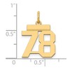 Black Bow Jewelry 14k Yellow Gold, Athletic Collection, Small Polished Number 78 Pendant - 4 of 4