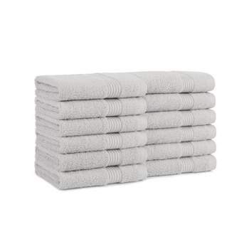 Host & Home Cotton Luxury Washcloths (12 Pack), 13x13, Quick-Drying, Dobby Border
