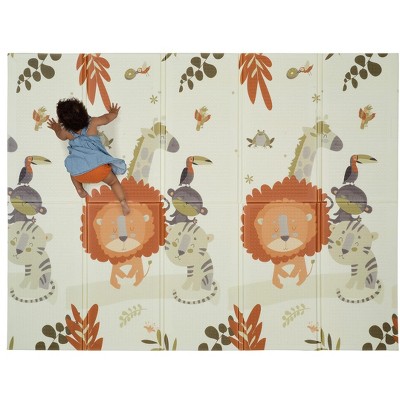Image of CHILDLIKE BEHAVIOR 77'' x 58'' Reversible Baby Crawling Play Mat, Safari
