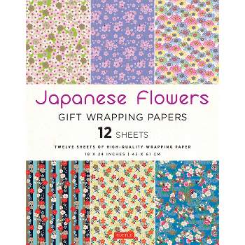 Japanese Flowers Gift Wrapping Papers - 12 Sheets - by  Tuttle Studio (Paperback)