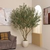 DR.Planzen 7ft Double-Trunk Artificial Olive Tree with Oversized White Planter (15" or 18"), Large Faux Olive Tree for Indoor/Outdoor Home Decor - 2 of 4