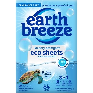 Earth Breeze Laundry Detergent Sheets - Fragrance-Free Eco Sheets - 32ct - 64 Loads - 1 of 4