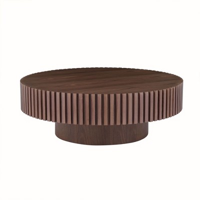 NicBex Modern 39.37" Round Coffee Table with Wood Pedestal for Living Room and Office