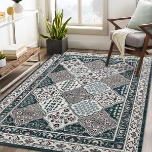 Washable Area Rug for Living Room Vintage Distressed Throw Rugs Ultra-Soft Low Pile Boho Floral Accent Carpet Traditional Indoor Carpet for Bedroom - 1 of 4