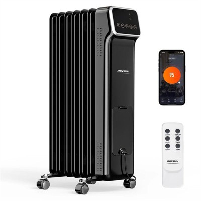 Karl Home 1500-Watt Portable Electric Space Heater Oil Filled Radiator Heater with WiFi in Black