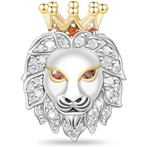 Sterling Silver Lion "King of the Forest" Charm Bead for Bracelet, Animal Jewelry Gift for Women - 1 of 4