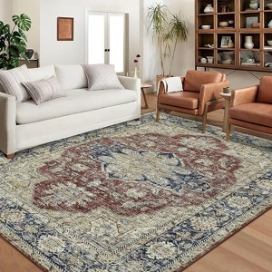 2'x6' Washable Hallway Runner Rug, Vintage Medallion Distressed, Foldable Low Pile, Ideal for Bedroom, Living Room, Laundry Room, Brown - 1 of 4