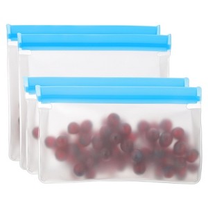 Unique Bargains Reusable Leakproof Zip PEVA Freezer Food Storage Bags 4 Pcs - 1 of 4