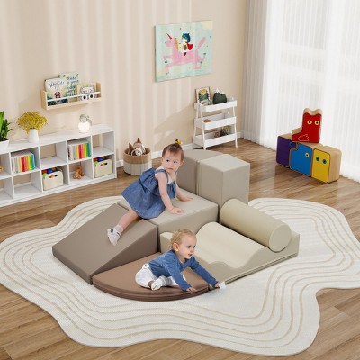 INFURNIC Baby Activity Gyms Soft Foam Climbing Playset for Kids Indoor Crawl and Climb Adventure, Multicolored, 39.4"*31.6"*7.9"