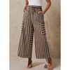 Coolmee Women's Palazzo Pants Summer Casual Wide Leg High Waist Lounge Flowy Travel Vacation Striped Trousers - 2 of 4