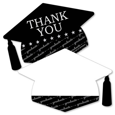 Big Dot of Happiness Graduation Cheers - Shaped Thank You Cards - Graduation Party Thank You Note Cards with Envelopes - Set of 12