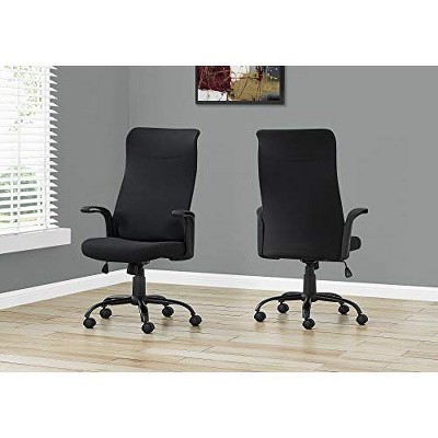 Monarch Specialties Office Chair Adjustable Height Swivel Ergonomic Armrests Computer Desk Work Metal Mesh Black Contemporary Modern