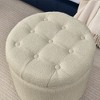 CAVINAS Round Storage Ottoman with Reversible Tray Top, Multi-Functional Round Linen Button Ottoman, Ottoman with Storage Space - 4 of 4