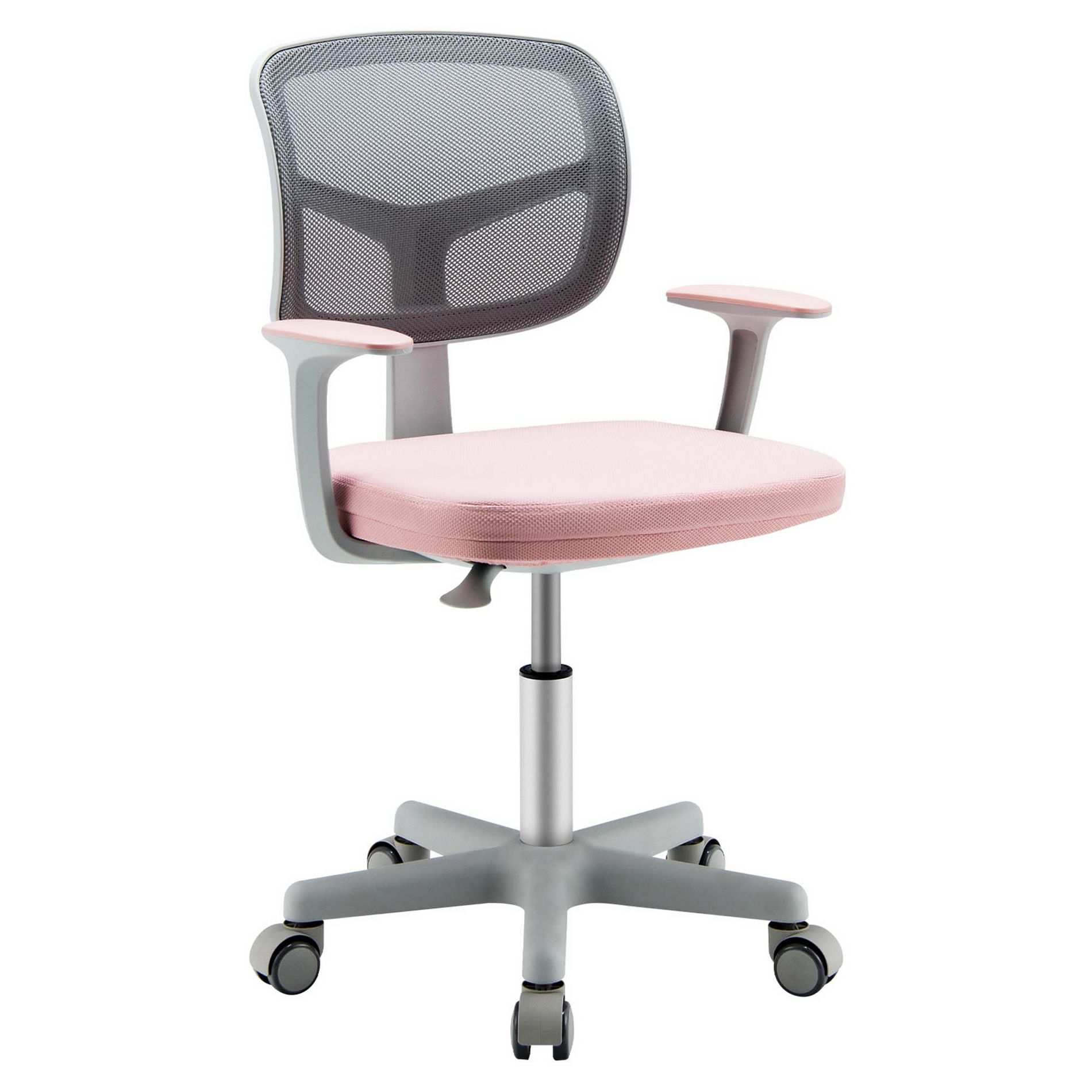 Costway Kids Desk Chair Adjustable Height Children Study Chair w/Auto Brake Casters Pink