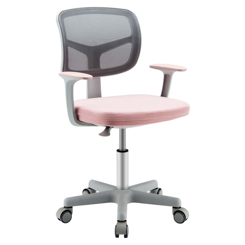 Costway Kids Desk Chair Adjustable Height Children Study Chair w/Auto Brake Casters Blue / Pink, 1 of 10
