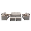 Buenhomino 8-Piece Outdoor Patio Set – 4 Single Chairs, 2 Ottomans, Sofa & Side Table, All-Weather Wicker with Cushions, Beige - 3 of 4