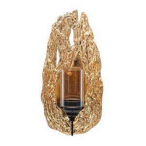 Danya B Vivien 14" Abstract Gold Wall Candle Sconce with Glass Hurricane - 1 of 4