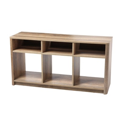 Storied Home Radius 3 Square Cube Storage Compartments TV Stand for TVs up to 50" Coastal Oak: Open Shelving, Particle Board Construction
