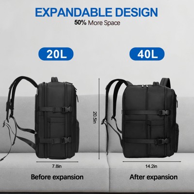SUGIFT Expandable Travel Backpack 20L-30L, Water-Resistant 17.3 Inch Laptop Backpack with USB Charging Port for Business — фото 7