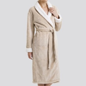 Pure Fiber Women's Coral Fleece Keila Faux Shearling Bathrobe - 1 of 4