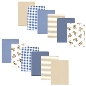Luvable Friends Hudson Baby Flannel Burp Cloths 12pk Set - 1 of 2