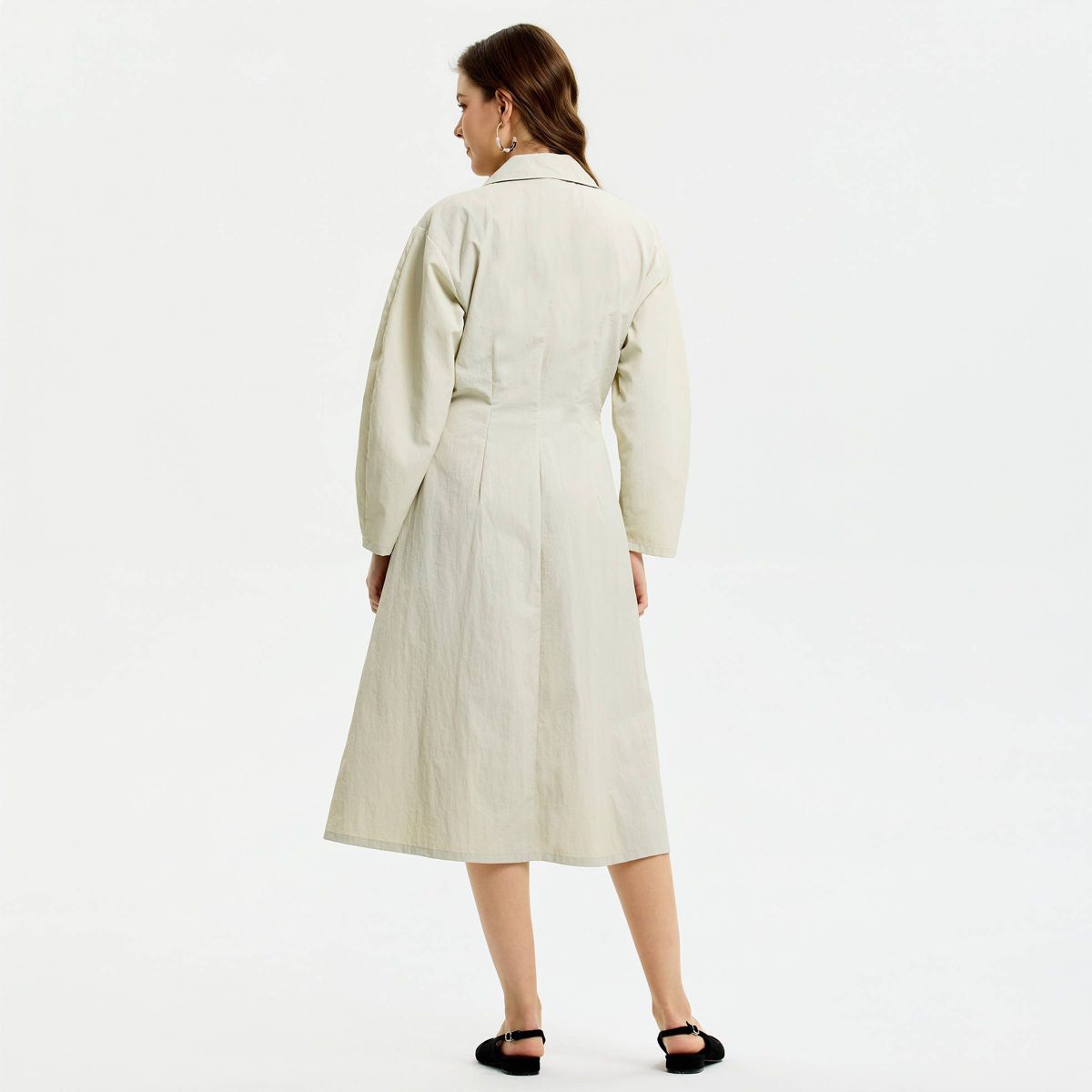 Women's Long Sleeve Button-Front Pleated Midi Shirt Dress - A New Day™ - thumbnail 5