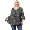 Agnes Orinda Women's Plus Size Babydoll Peplum High Low Hem V Neck 3/4 Sleeve Trendy Tops - 4 of 4
